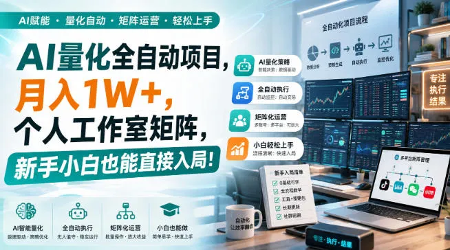 AI量化全自动项目，月入1W+，个人工作室矩阵，新手小白也能直接入局！【揭秘】-续财库