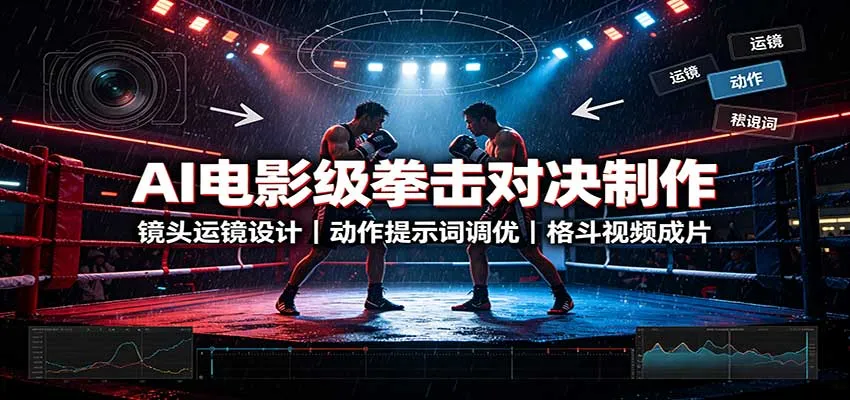 AI电影级拳击对决制作:镜头运镜设计,动作提示词调优,格斗视频成片-续财库