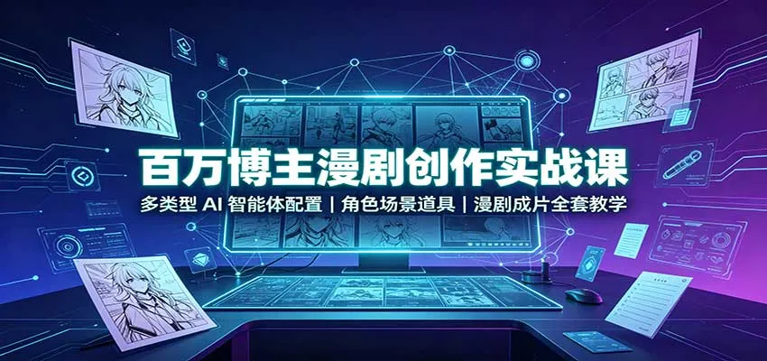 百万博主漫剧创作实战课:多类型AI智能体配置,角色场景道具,漫剧成片全套教学-续财库