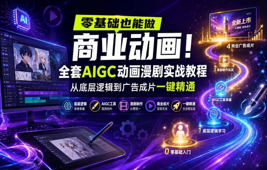 零基础也能做商业动画!全套AIGC动画漫剧实战教程,从底层逻辑到广告成片一键精通(更新0905)-续财库