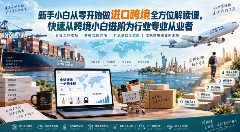 新手小白从零开始做进口跨境全方位解读课,快速从跨境小白进阶为行业专业从业者-续财库