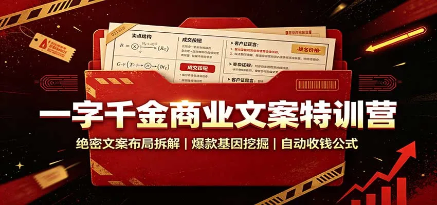 一字千金商业文案特训营:绝密文案布局拆解,爆款基因挖掘,自动收钱公式-续财库