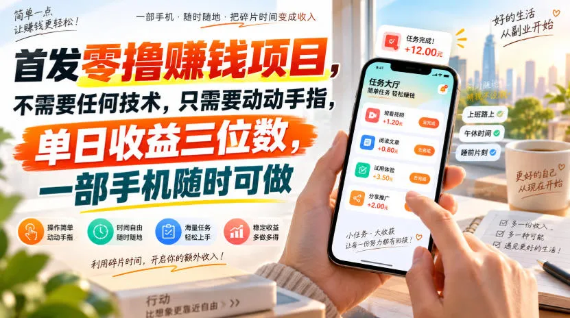 首发零撸賺钱项目，不需要任何技术，只需要动动手指，单日收益三位数，一部手机随时可做【揭秘】-续财库