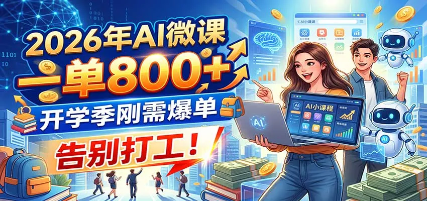 2026年AI微课，一单800+，开学季刚需爆单，告别打工！-续财库