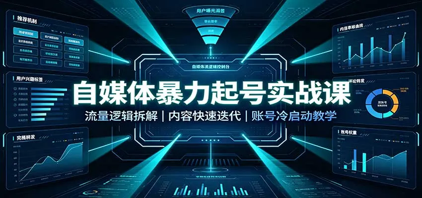 自媒体暴力起号实战课:流量逻辑拆解,内容快速迭代,账号冷启动教学-续财库