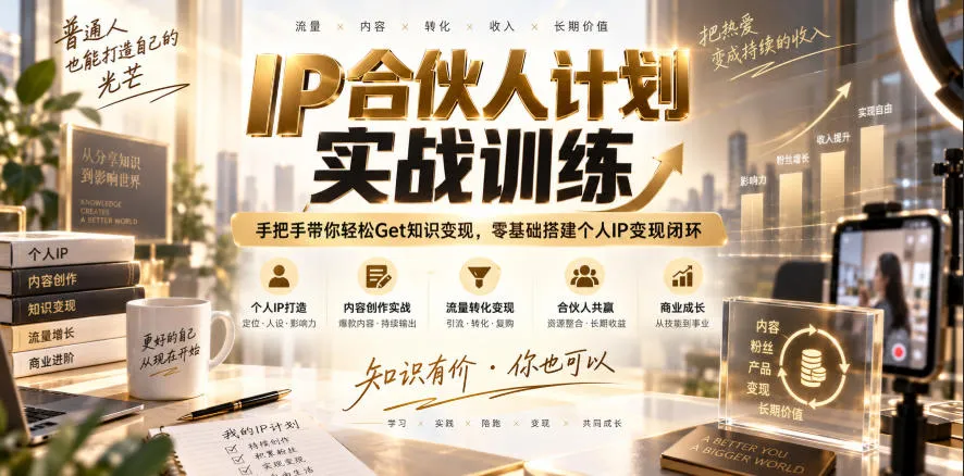 IP合伙人计划实战训练,手把手带你轻松Get知识变现,零基础搭建个人IP变现闭环(更新260908)-续财库