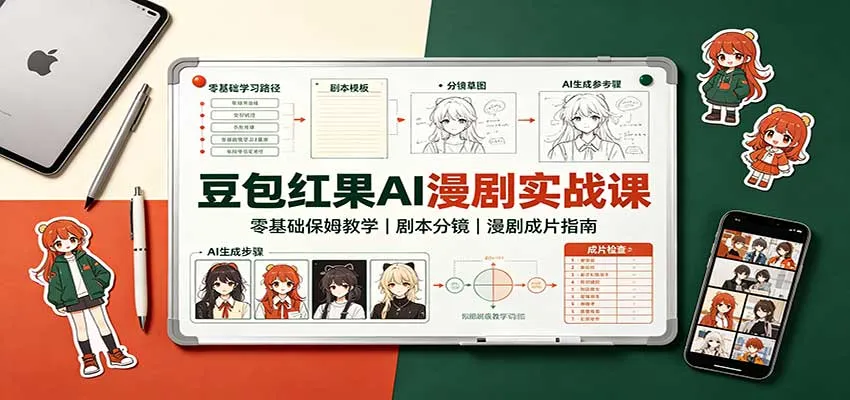 豆包红果AI漫剧实战课：零基础保姆教学，剧本分镜，漫剧成片指南-续财库