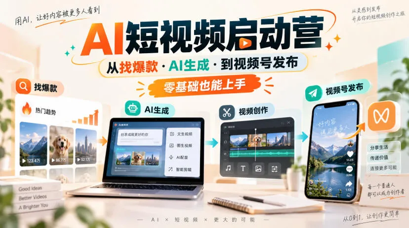 AI短视频启动营，从找爆款·AI生成·到视频号发布，零基础也能上手-续财库
