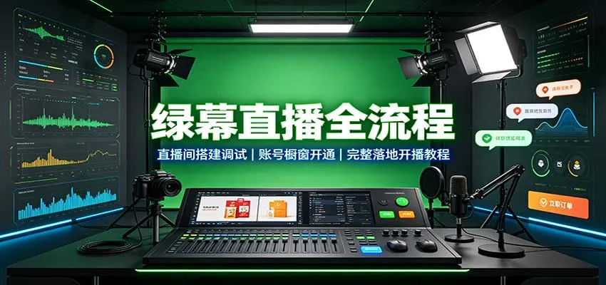 绿幕直播全流程:直播间搭建调试,账号橱窗开通,完整落地开播教程-续财库