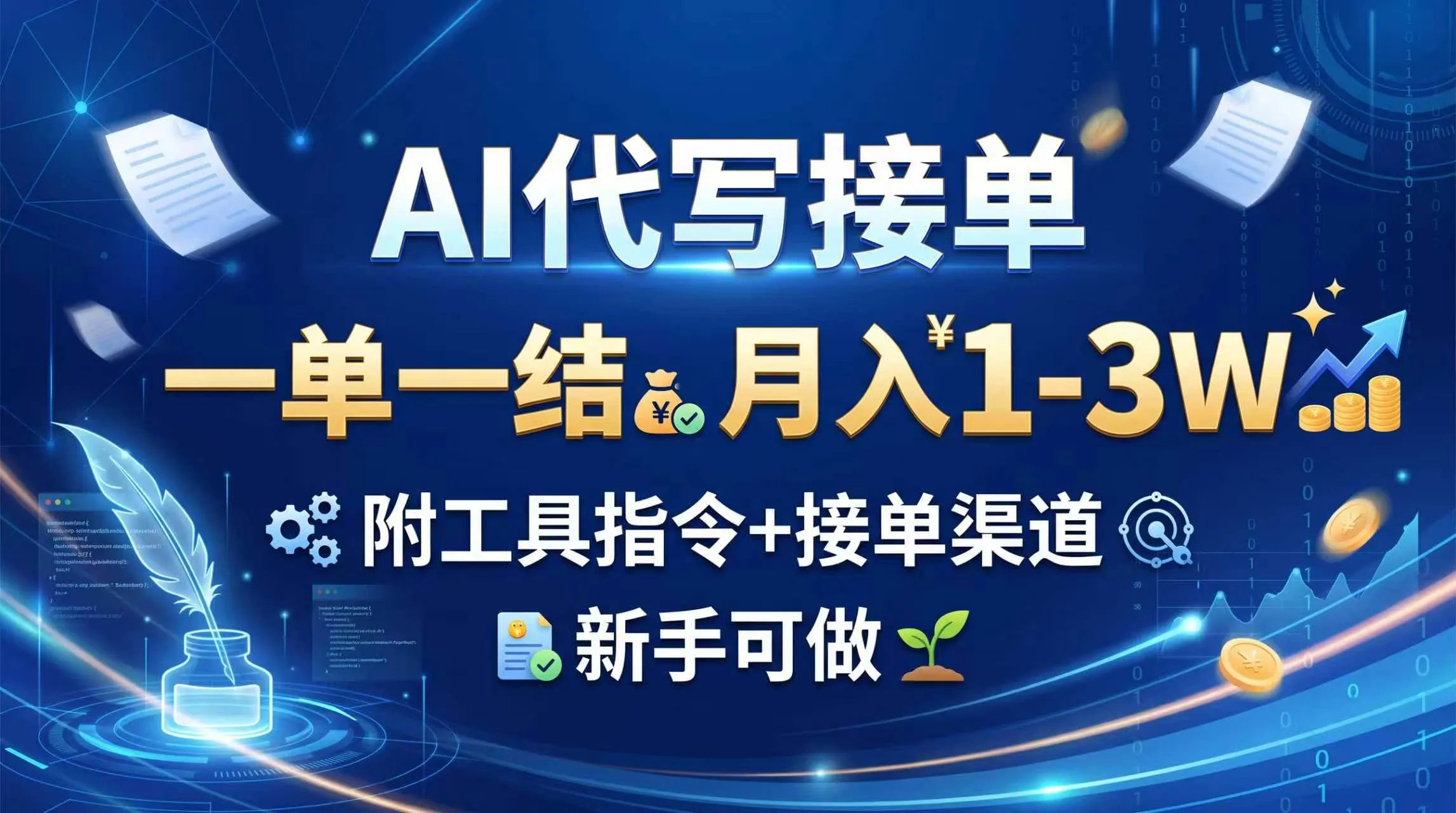 AI代写接单，一单一结，月入1-3W，附工具指令+接单渠道，新手可做-续财库