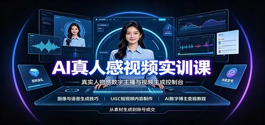 AI真人感视频实训课：图像语音生成，UGC内容制作，AI数字博主变现教程-续财库