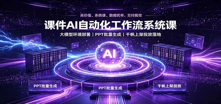 课件AI自动化工作流系统课:大模型环境部署,PPT批量生成,千帆上架投放落地-续财库
