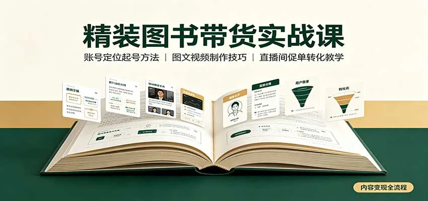 精装图书带货实战课：账号定位起号方法，图文视频制作，促单转化教学-续财库