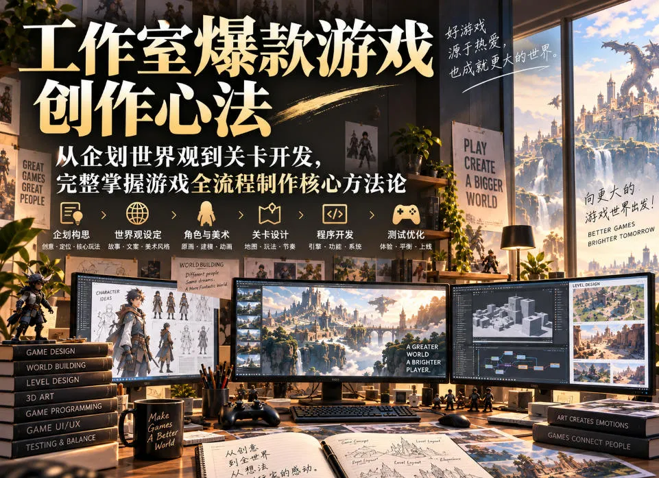 工作室爆款游戏创作心法|从企划世界观到关卡开发,完整掌握游戏全流程制作核心方法论-续财库