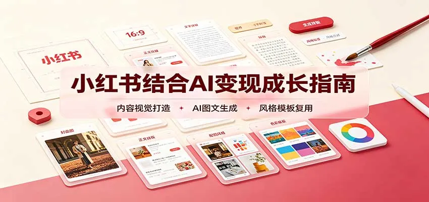 小红书结合AI变现成长指南：账号精准定位，内容视觉打造，搭建可复制流量获客体系-续财库