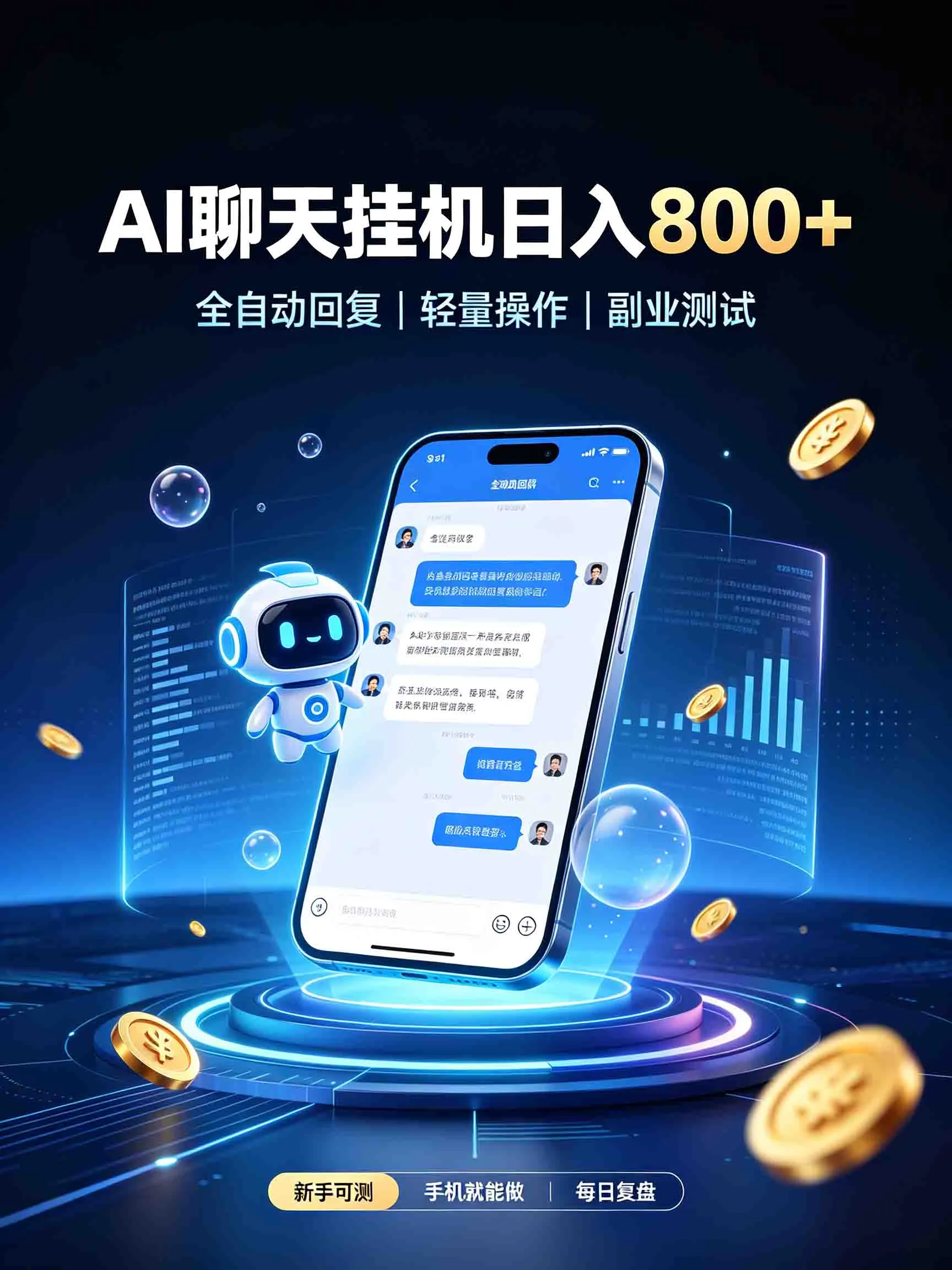 AI聊天挂机，日入800+，适用个人副业，工作室矩阵操作-续财库
