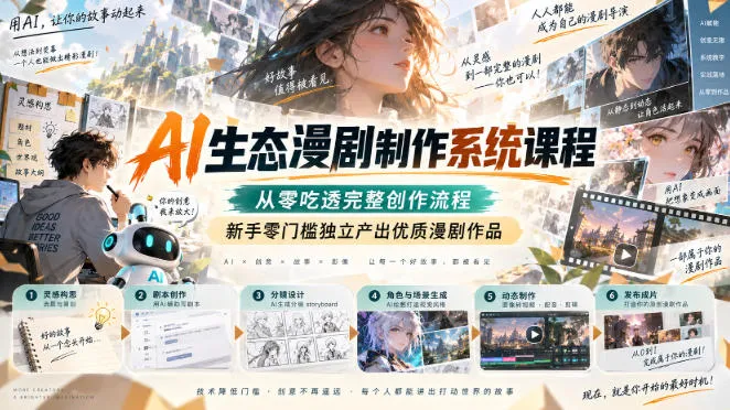 AI生态漫剧制作系统课程，从零吃透完整创作流程，新手零门槛独立产出优质漫剧作品-续财库