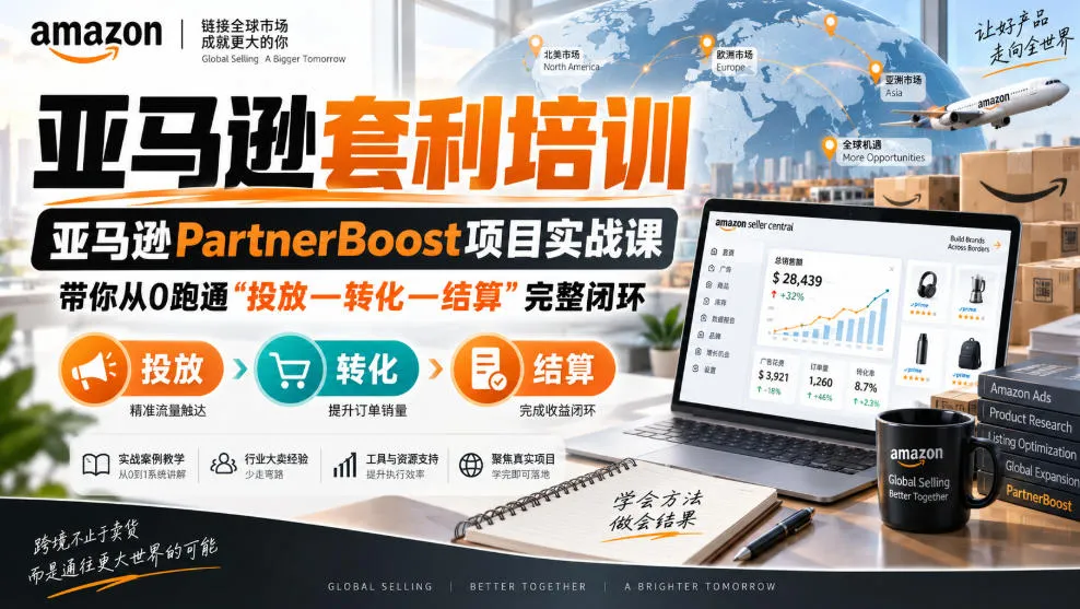 lead菌·亚马逊套利培训，亚马逊partnerboost项目实战课，带你从0跑通”投放—转化—结算”完整闭环-续财库