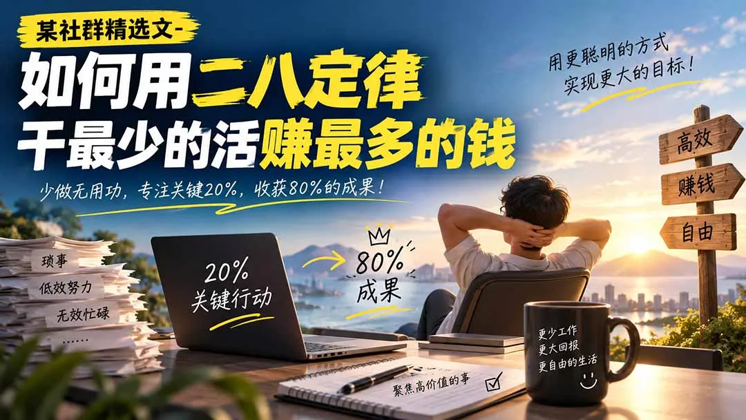 某社群精选文-如何用二八定律干最少的活赚最多的钱-续财库