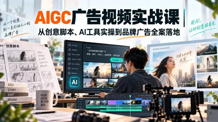 AIGC广告视频实战课｜从创意脚本、AI工具实操到品牌广告全案落地-续财库