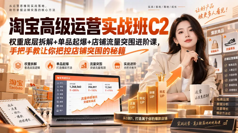 淘宝高级运营实战班C2｜权重底层拆解+单品起爆+店铺流量突围进阶课，手把手教让你把控店铺突围的秘籍-续财库