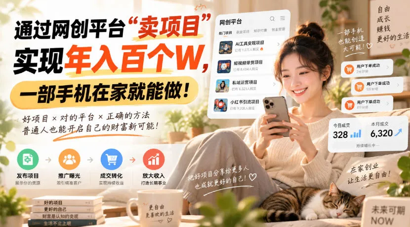 靠卖网创项目变现,一年拿下百万收益!一台手机就能操作!-续财库