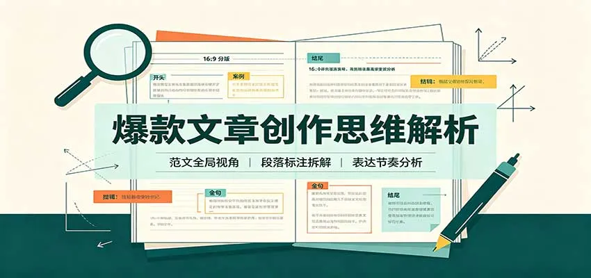 爆款文章创作思维解析：全局视角拆解范文，梳理行文逻辑，搭配真实拆文实操案例-续财库