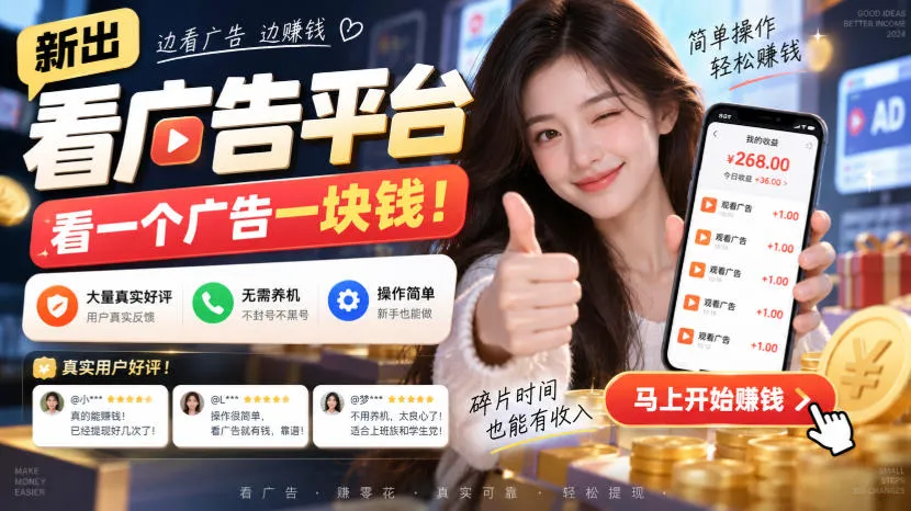新出看广告平台,看一个广告一块钱,大量真实好评!无需养机、不会黑号,操作简单【揭秘】-续财库