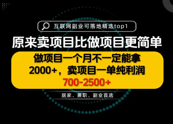 一单利润700-2.5K+,为什么我们要卖项目而不是做项目,我们普通人应该怎样开始?【揭秘】-续财库