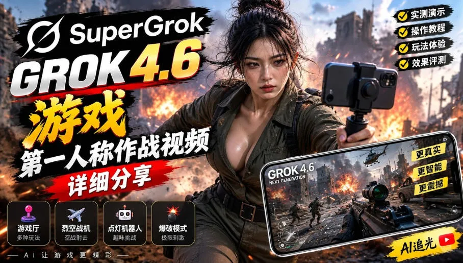 Grok 4.6也能做游戏?第一人称作战视频实测|玩法详细讲解-续财库