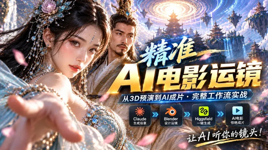 AI视频终于能精准运镜了！Claude+Blender+Higgsfield免费插件实测-续财库