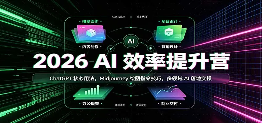 2026 AI效率提升营：ChatGPT核心用法，Midjourney绘图指令技巧，多领域AI落地实操-续财库