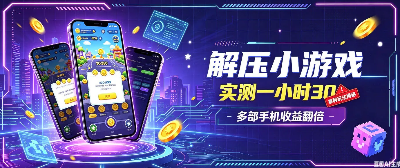 小游戏全流程玩法，实测一小时搞30，简单无脑解压，当天做当天就能看到进账，直接冲就行【揭秘】-续财库