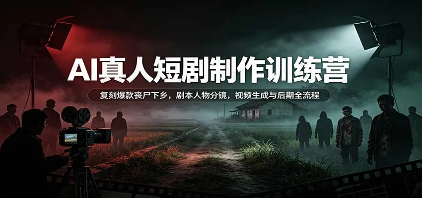 AI真人短剧制作训练营：复刻爆款丧尸下乡，剧本人物分镜，视频生成与后期全流程-续财库