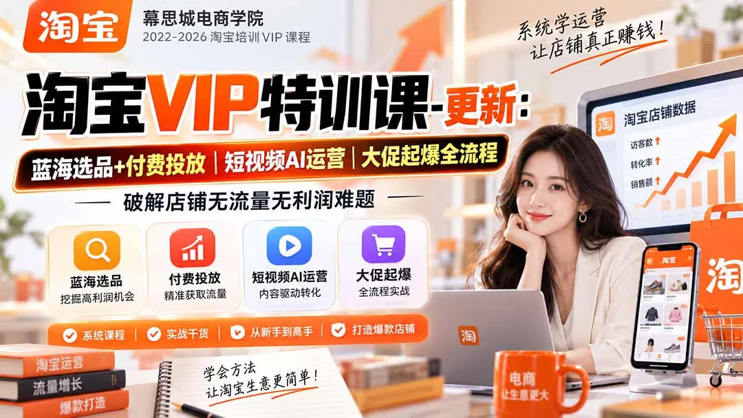 淘宝VIP特训课-更新0917：蓝海选品+付费投放｜短视频AI运营｜大促起爆全流程，破解店铺无流量无利润难题-续财库