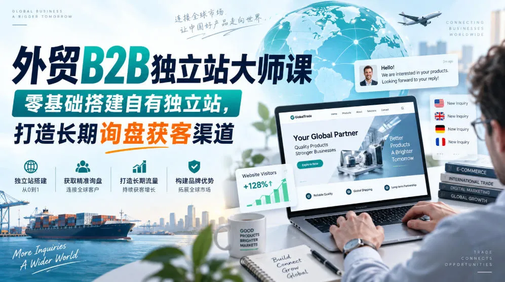 外贸B2B独立站大师课，零基础搭建自有独立站，打造长期询盘获客渠道-续财库