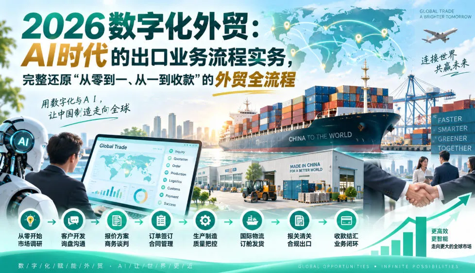 2026数字化外贸：AI时代的出口业务流程实务，完整还原”从零到一、从一到收款”的外贸全流程-续财库