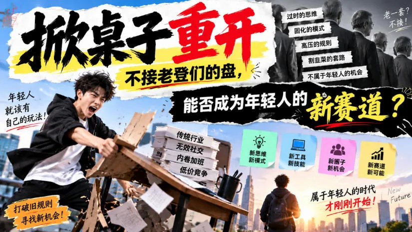 某公众号付费文章：掀桌子重开，不接老登们的盘，能否成为年轻人的新赛道？-续财库