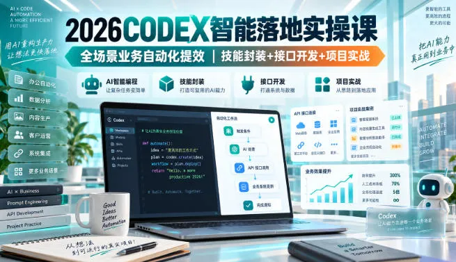 2026Codex智能落地实操课，全场景业务自动化提效，技能封装+接口开发+项目实战-续财库