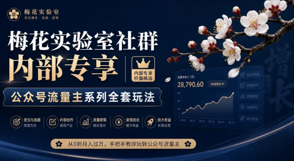 梅花实验室社群内部专享-公众号流量主系列全套玩法-续财库