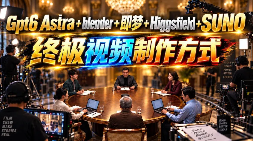 GPT-6 Astra+Blender+即梦+Higgsfield+Suno=终极视频制作方式！-续财库