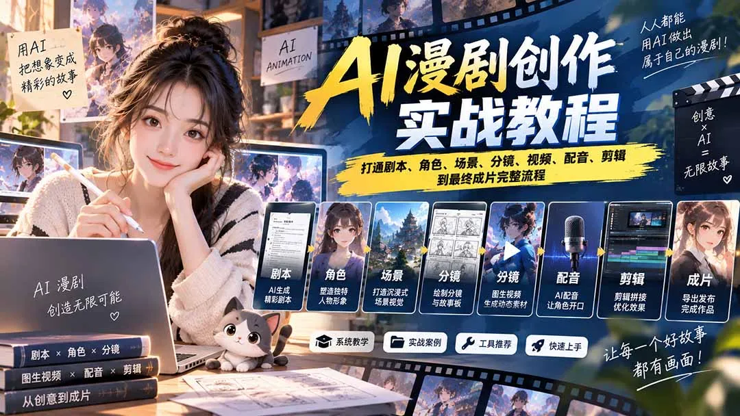 2026 AI漫剧创作实战教程：打通剧本、角色、场景、分镜、视频、配音、剪辑到最终成片完整流程-续财库