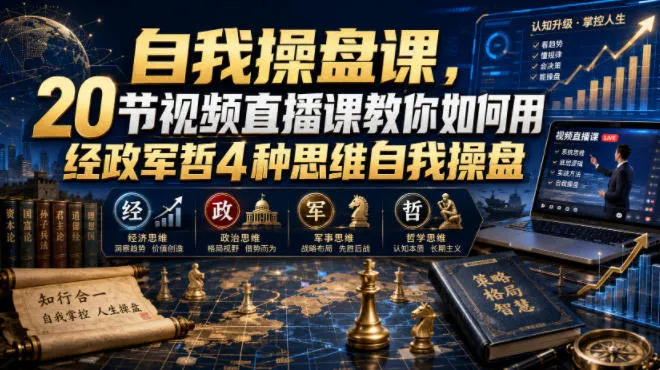 【无水印】自我操盘课,20节视频直播课教你如何用经政军哲4种思维自我操盘(更新0924)-续财库