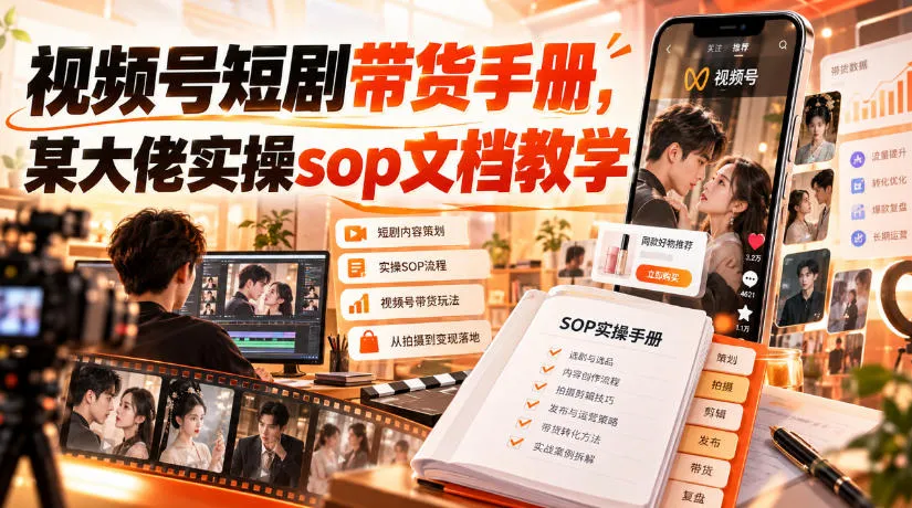 视频号短剧带货手册,某大佬实操sop文档教学-续财库