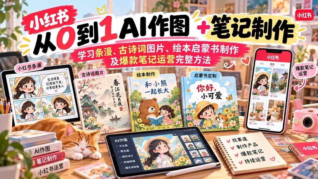 2026小红书AI内容创作从0到1:学习条漫、古诗词图片、绘本启蒙书制作及爆款笔记运营完整方法-续财库