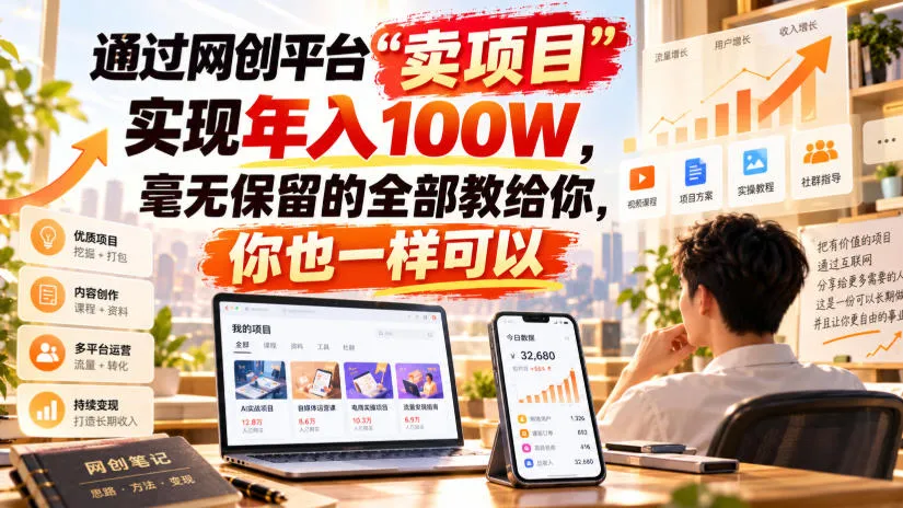 通过网创平台“卖项目”实现年入100W，毫无保留的全部教给你，你也一样可以！【揭秘】-续财库