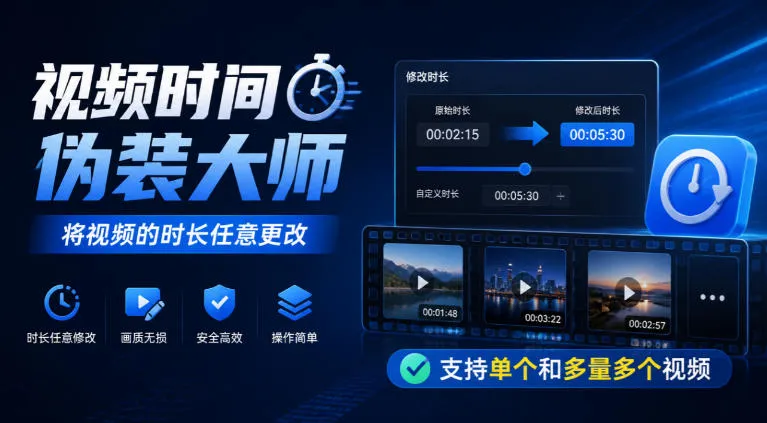 视频时间伪装大师，将视频的时长任意更改，支持单个和多量多个视频-续财库