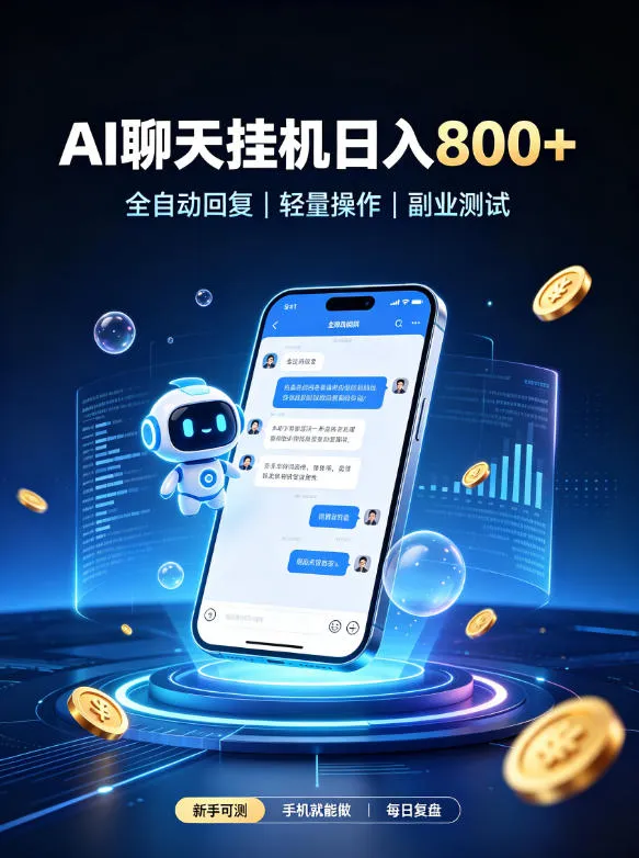 AI聊天挂G项目，日入800➕，全自动操作，适用个人副业，支持工作室矩阵操作【揭秘】-续财库