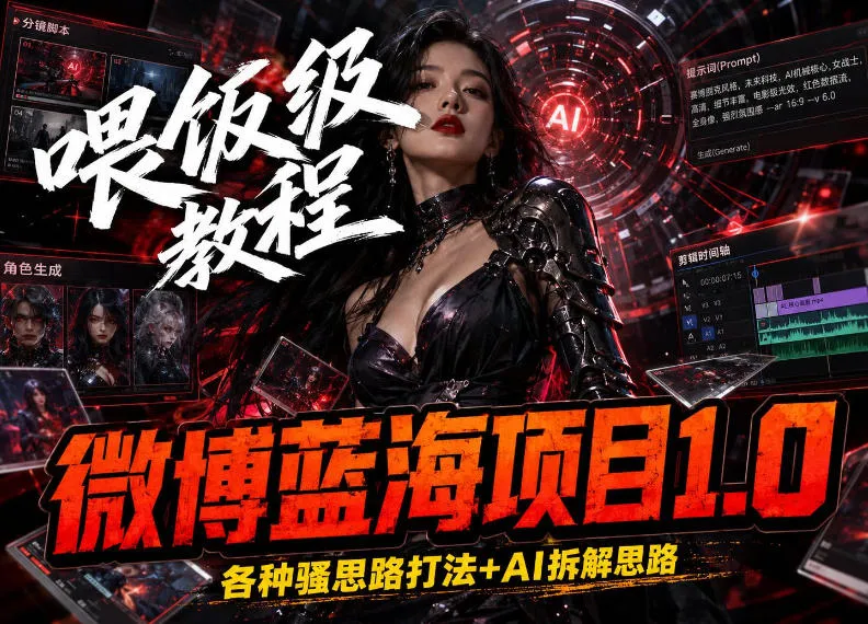 微博蓝海项目，各种Sao思路打法+AI引流思路，喂饭级教程-续财库