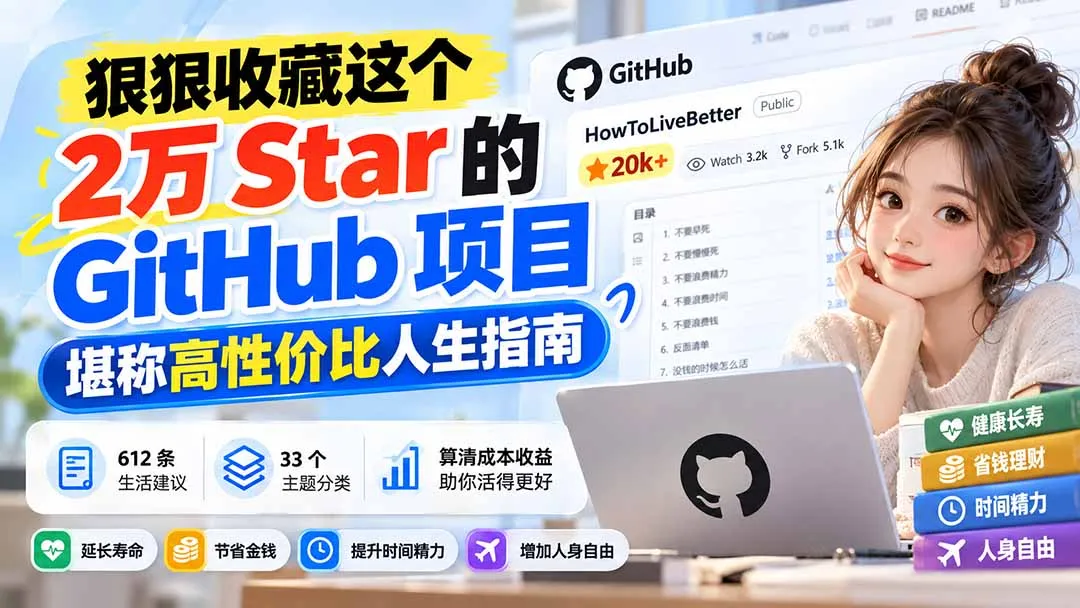 狠狠收藏这个 2 万 Star 的 GitHub 项目，堪称高性价比人生指南。-续财库